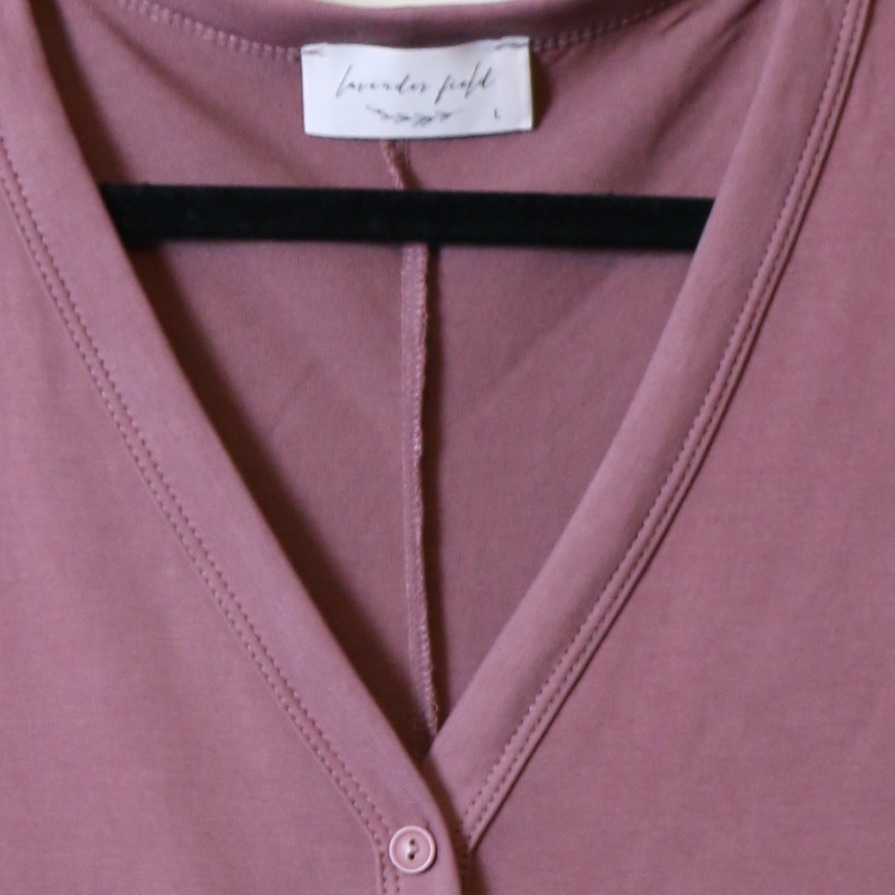 Lavender Field Tie Front Button Top - Picture 2 of 3